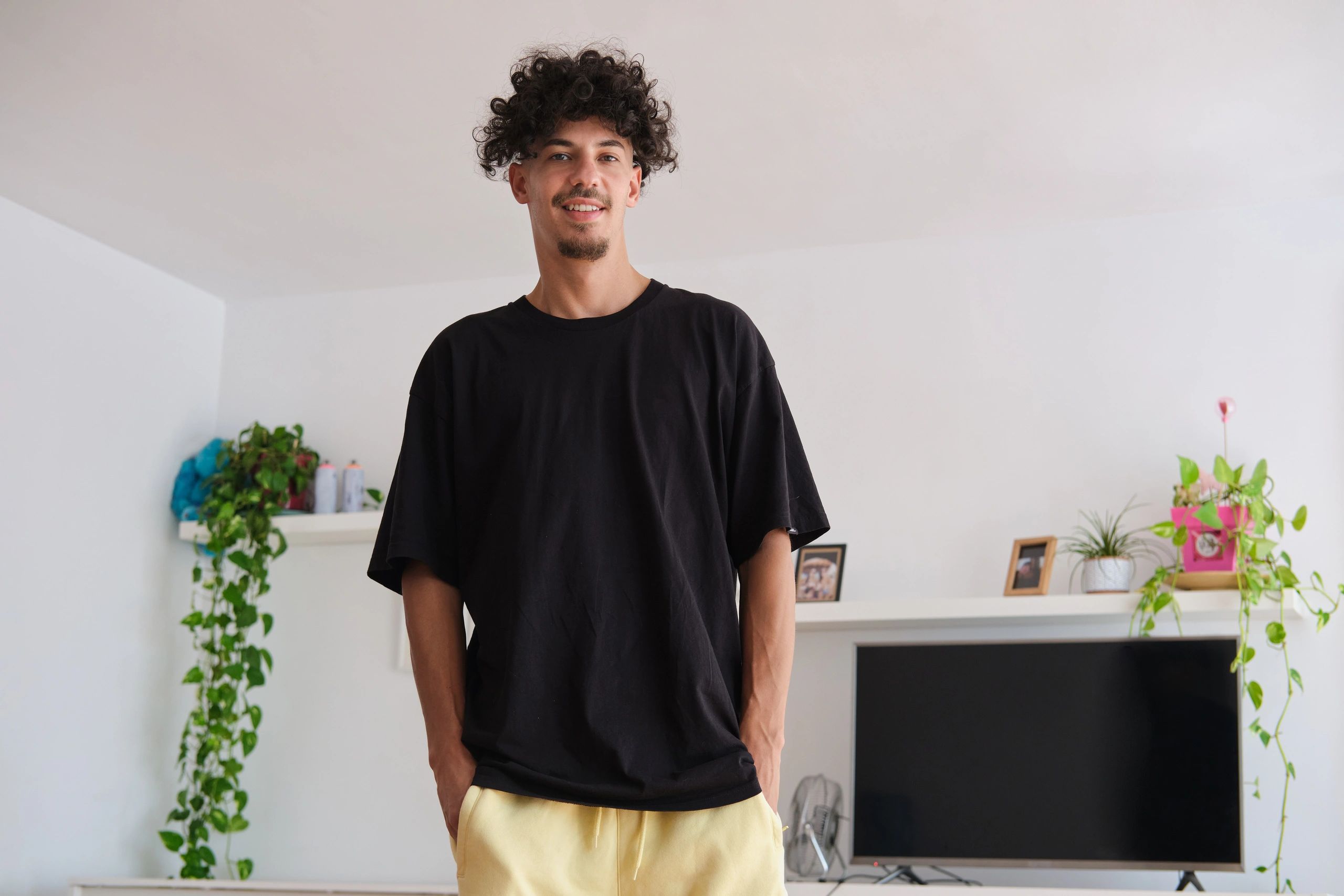 Model wearing casual custom apparel